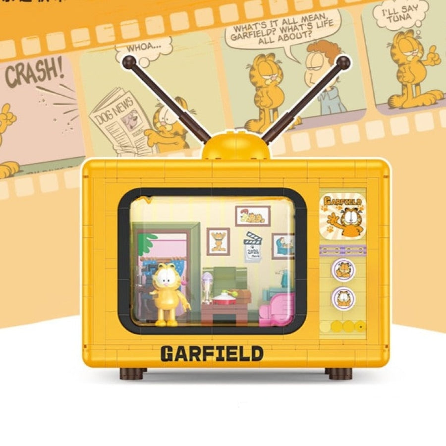 Oranje Cartoon Kat Tv Bouwblokjes