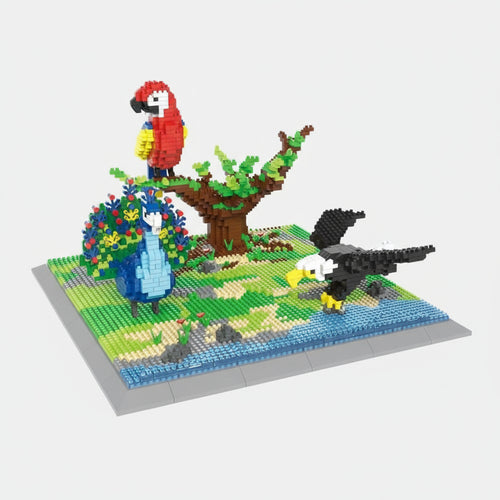 Papegaai Pauw En Arend Op Het Vogeleiland Bouwblokjes