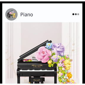 Piano Met Bloemen Bouwblokjes