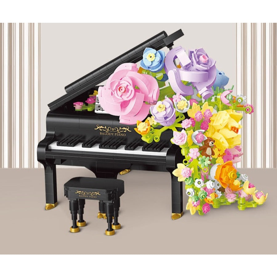 Piano Met Bloemen Bouwblokjes