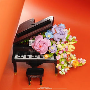 Piano Met Bloemen Bouwblokjes