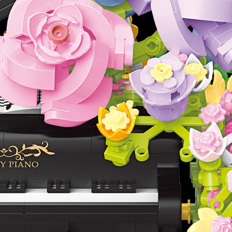 Piano Met Bloemen Bouwblokjes