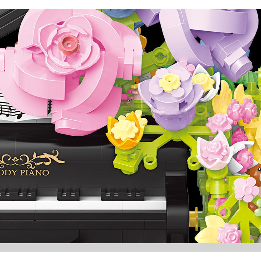 Piano Met Bloemen Bouwblokjes