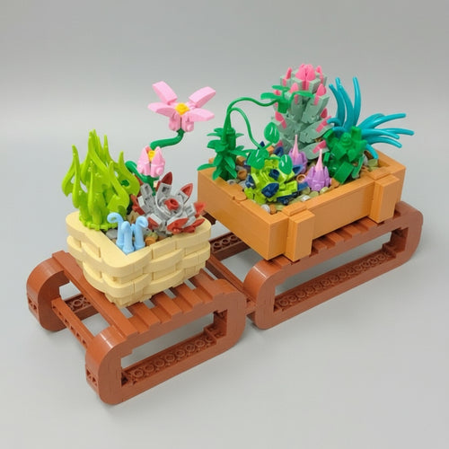 Planten Op Bankje Bouwblokjes