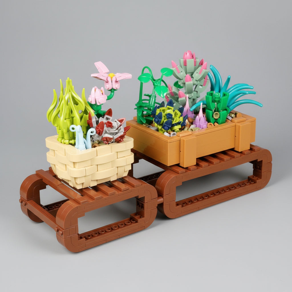 Planten Op Bankje Bouwblokjes