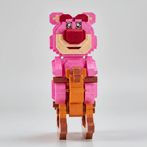 Roze Beer Op Hobbelpaard Bouwblokjes