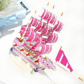 Roze Zeilboot Bouwblokjes