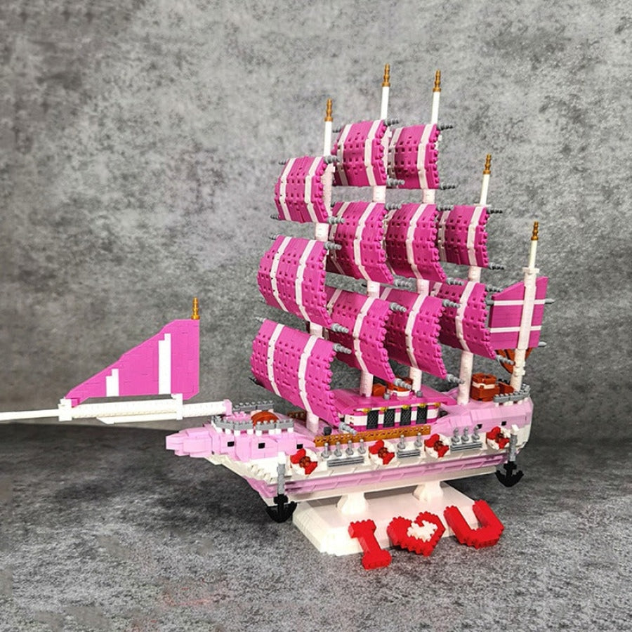 Roze Zeilboot Bouwblokjes