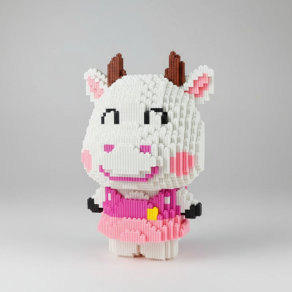 Schattige Koe Roze Bouwblokjes