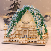 Taj Mahal Met Bloemen Blauw Bouwblokjes