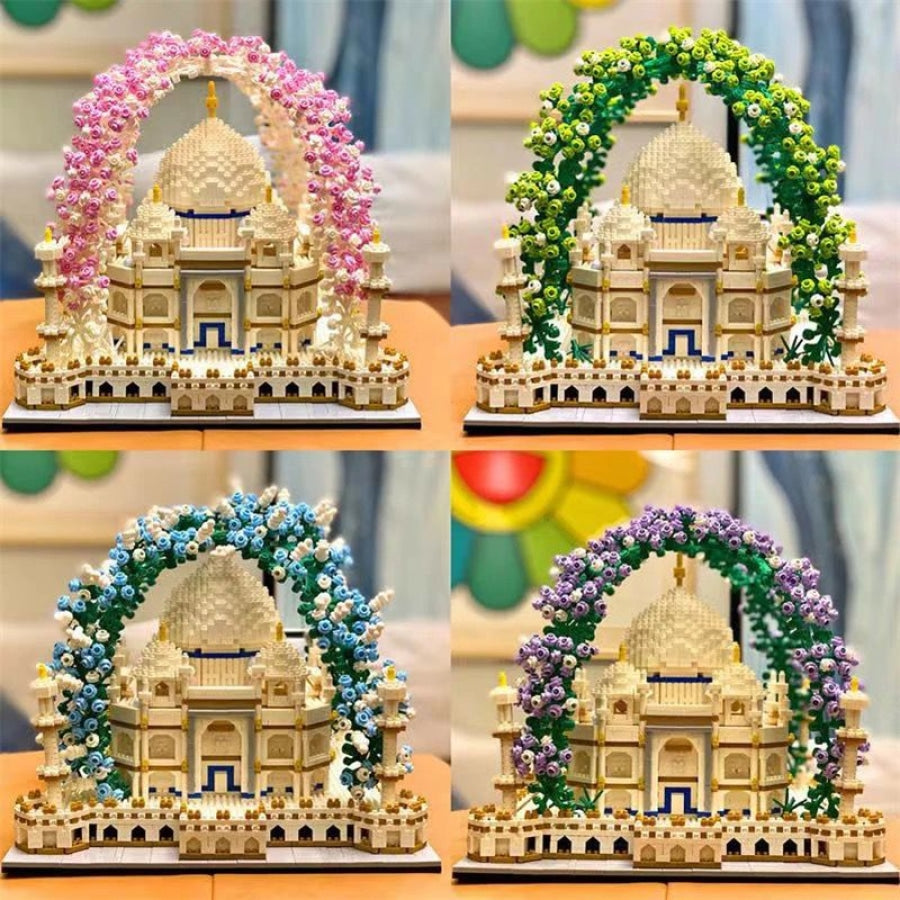 Taj Mahal Met Bloemen Bouwblokjes