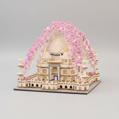 Taj Mahal Met Bloemen Roze Bouwblokjes