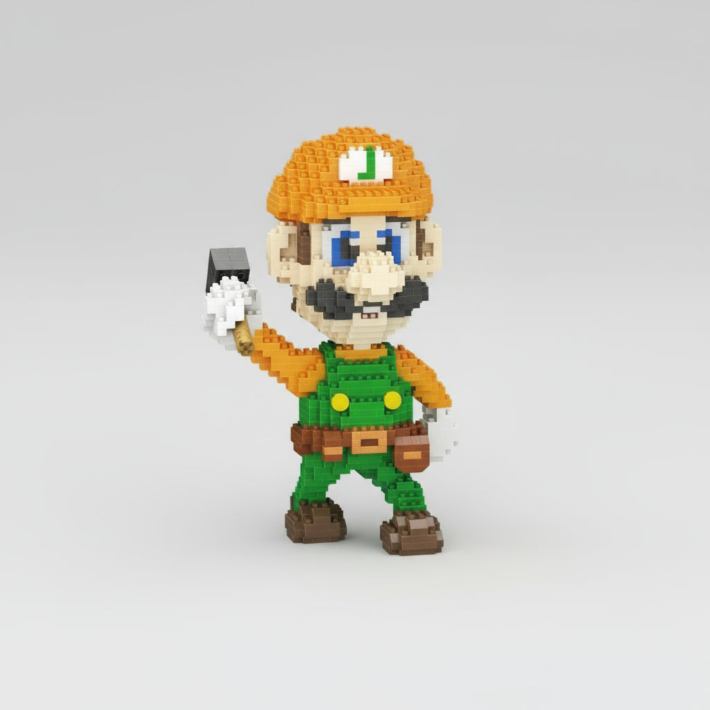 Oranje Loodgieter in groen pakje | Bouwsteentjes