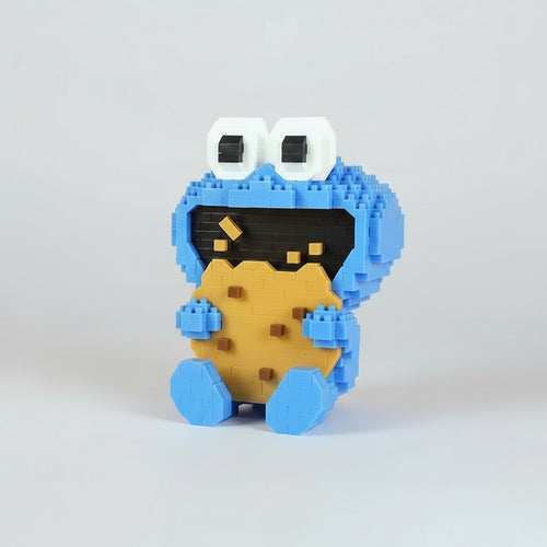 Blauw Monster met koekje | Bouwsteentjes