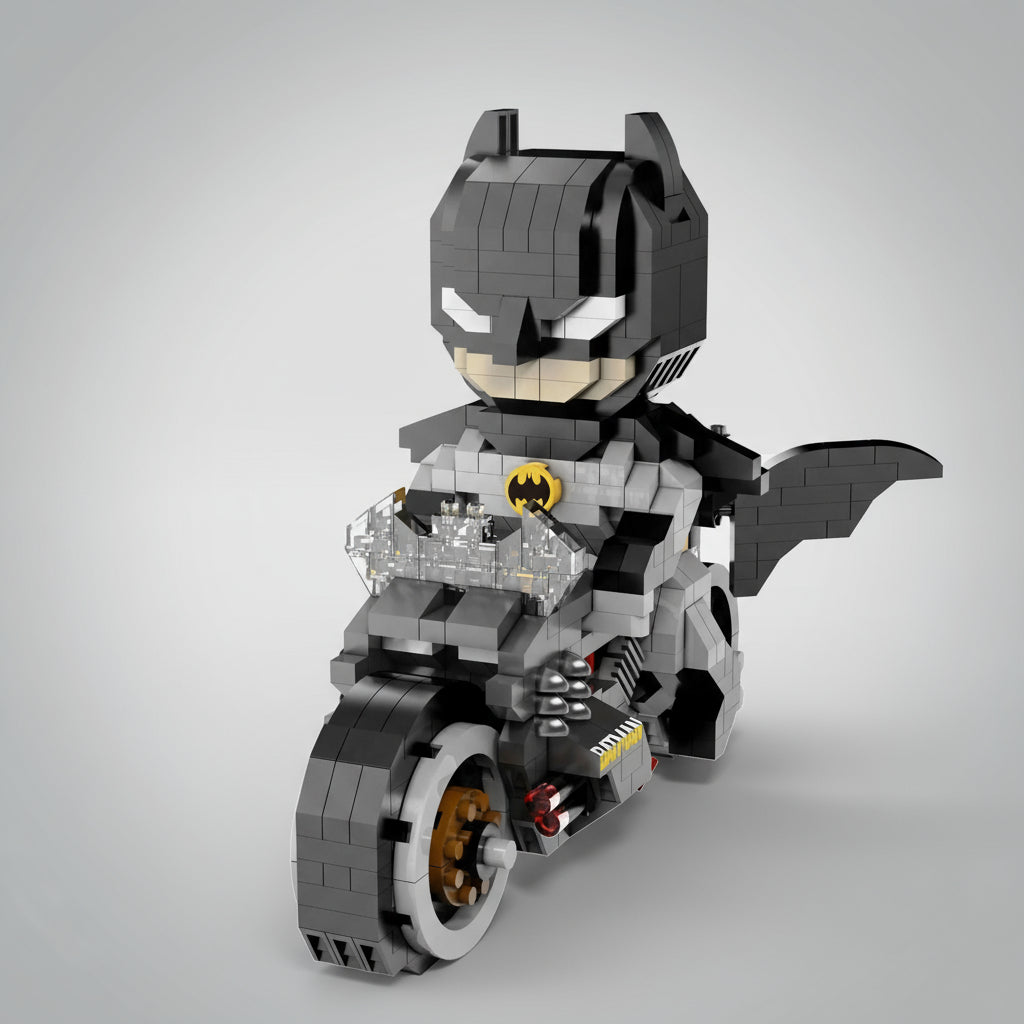 Stoere superheld op motor | Bouwsteentjes