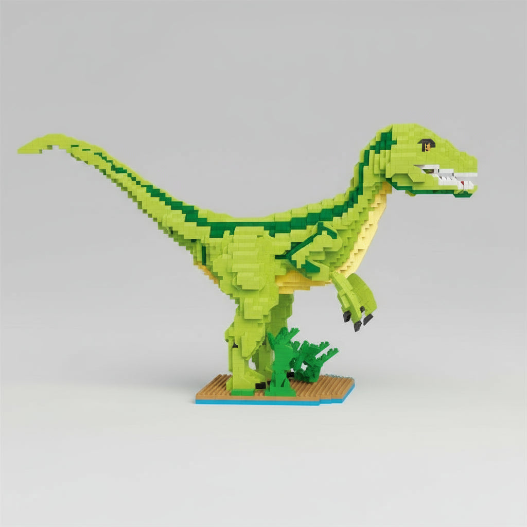Velociraptor op bouwplaat | Bouwsteentjes