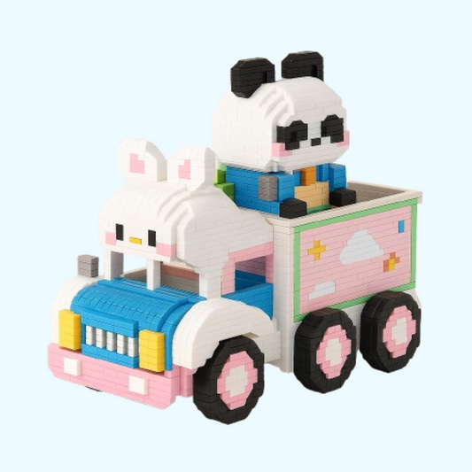 Panda in trein | Pennenbakje | Bouwsteentjes