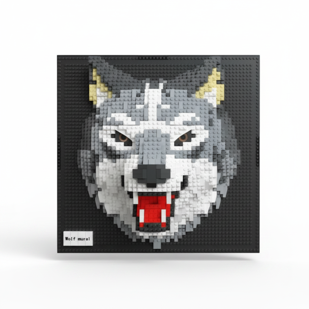 Wolf op Bouwplaat | Bouwsteentjes
