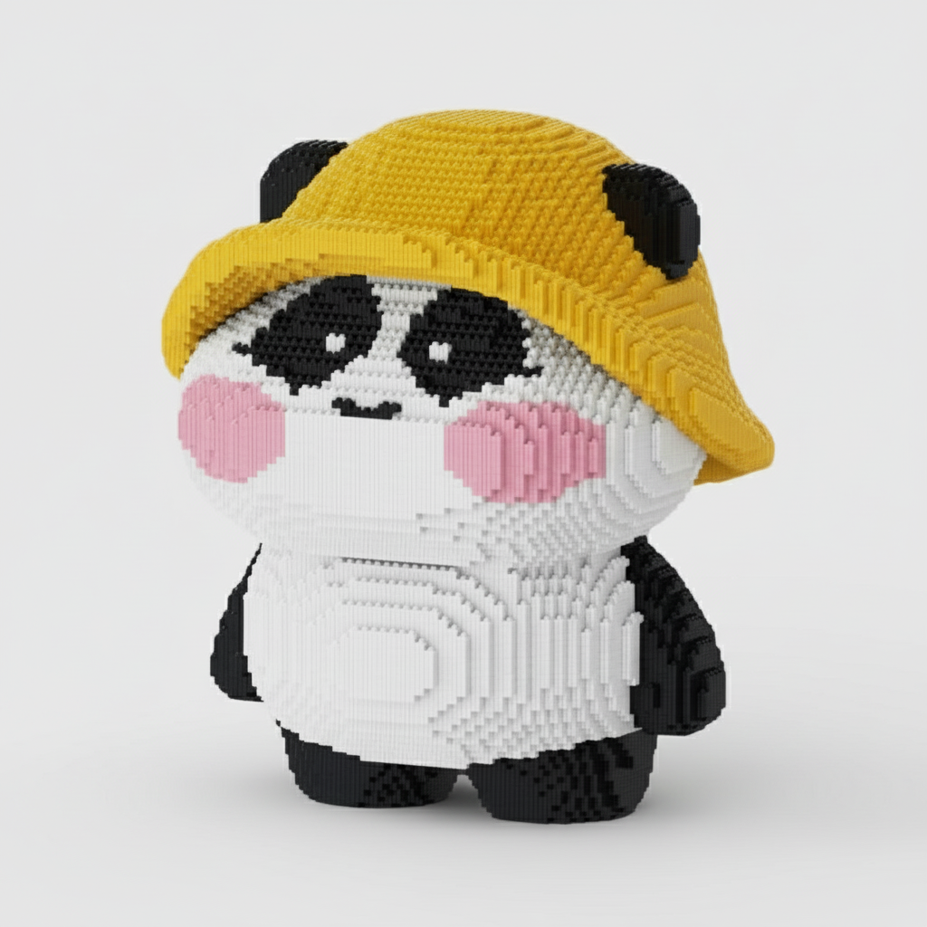 Mega Panda met hoed | Bouwsteentjes