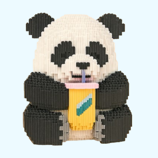 Panda met milkshake | Bouwsteentjes