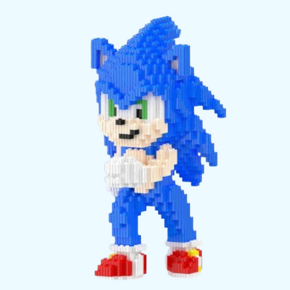 Blauw snelheidswezen met rode schoenen | Bouwsteentjes