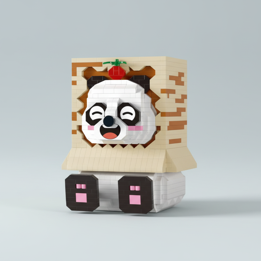 Panda in doos telefoonhouder | Bouwsteentjes