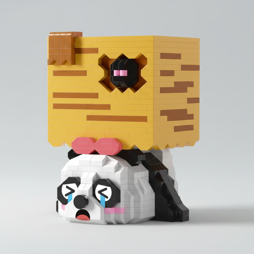 Verdrietige Panda pennenhouder | Bouwsteentjes