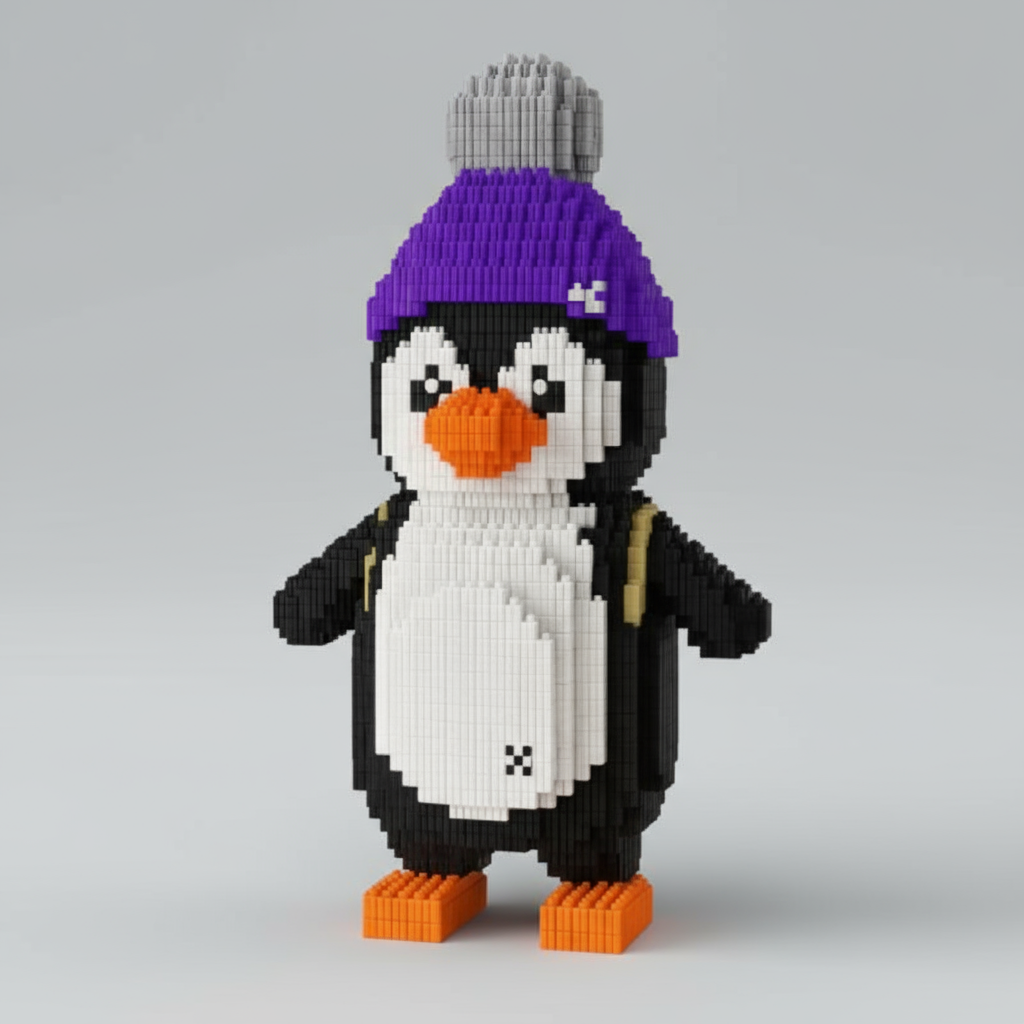 Pinguin met muts | Bouwsteentjes