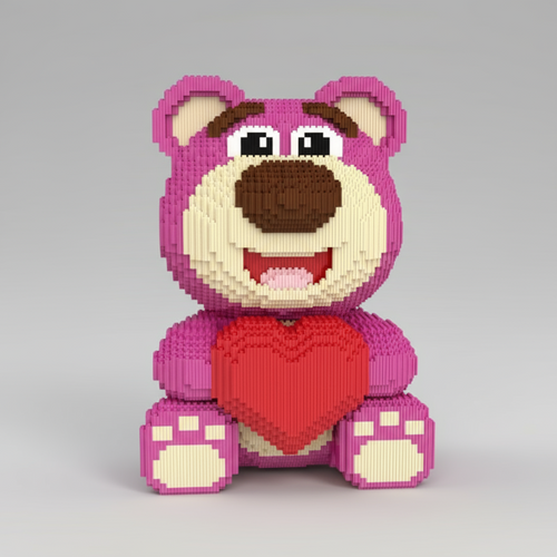 Roze beer met hart | Bouwsteentjes