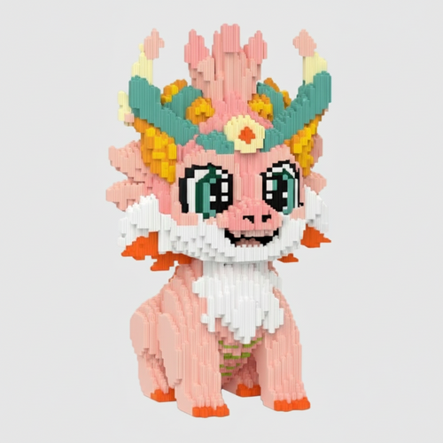 Schattige roze draak | Bouwsteentjes