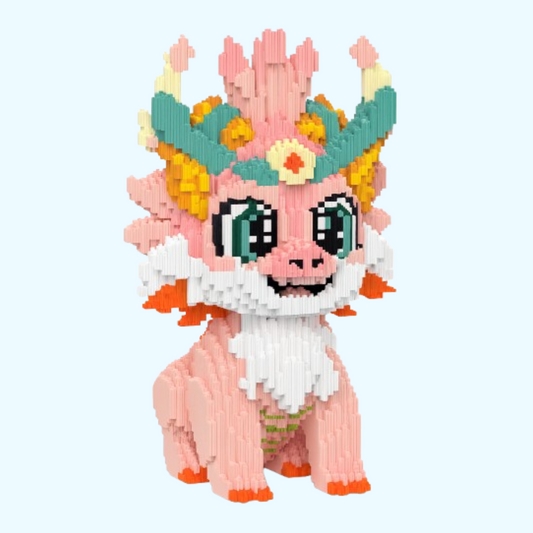 Schattige roze draak | Bouwsteentjes