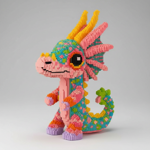 MEGA gekleurde draak | Bouwsteentjes